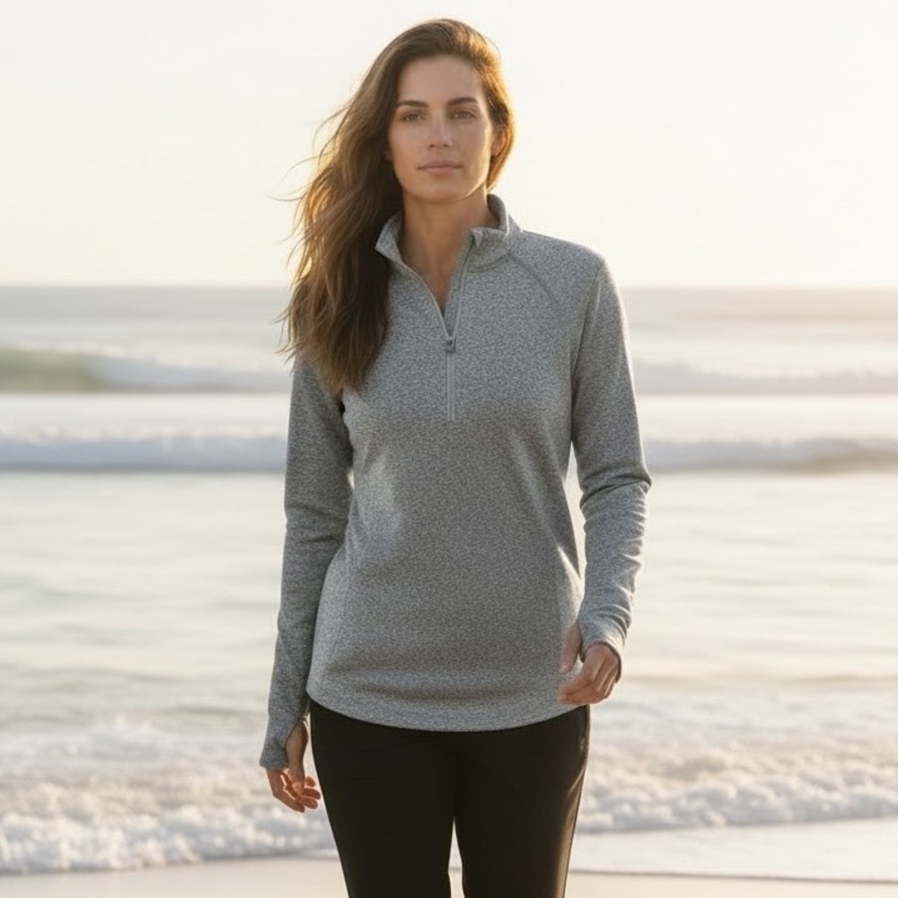 PINK Active Gray Quarter Zip Pullover Athletic To… - image 1